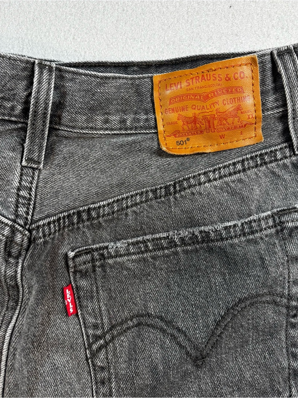 Levi’s 501 Washed Black Denim Cutoff Button Fly Shorts - Picture 3 of 8